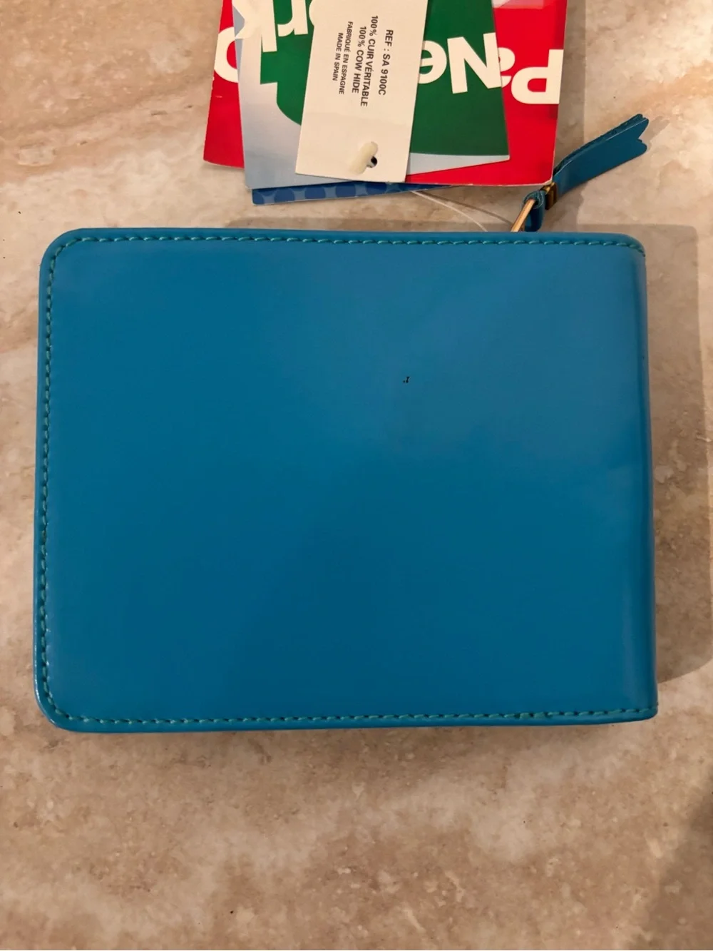 Comme De Garçon Bright Turquoise Zip Around Wallet